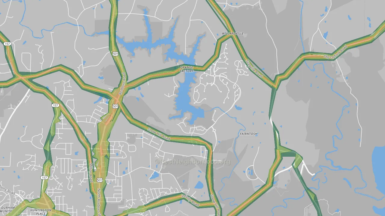 Orange Factory, NC Map of Noise Levels in Orange Factory
