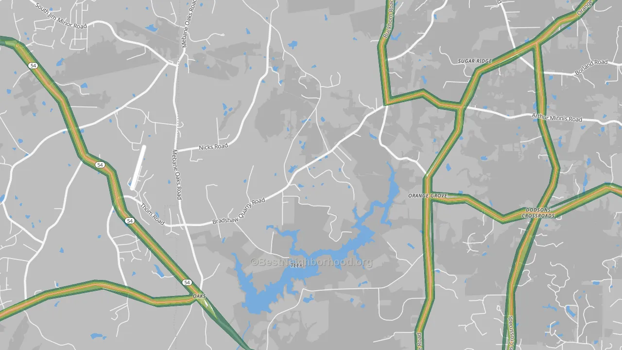 Orange Grove, NC Map of Noise Levels in Orange Grove