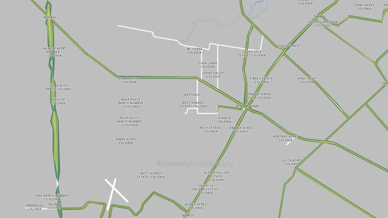 Orange Grove, TX Map of Noise Levels in Orange Grove