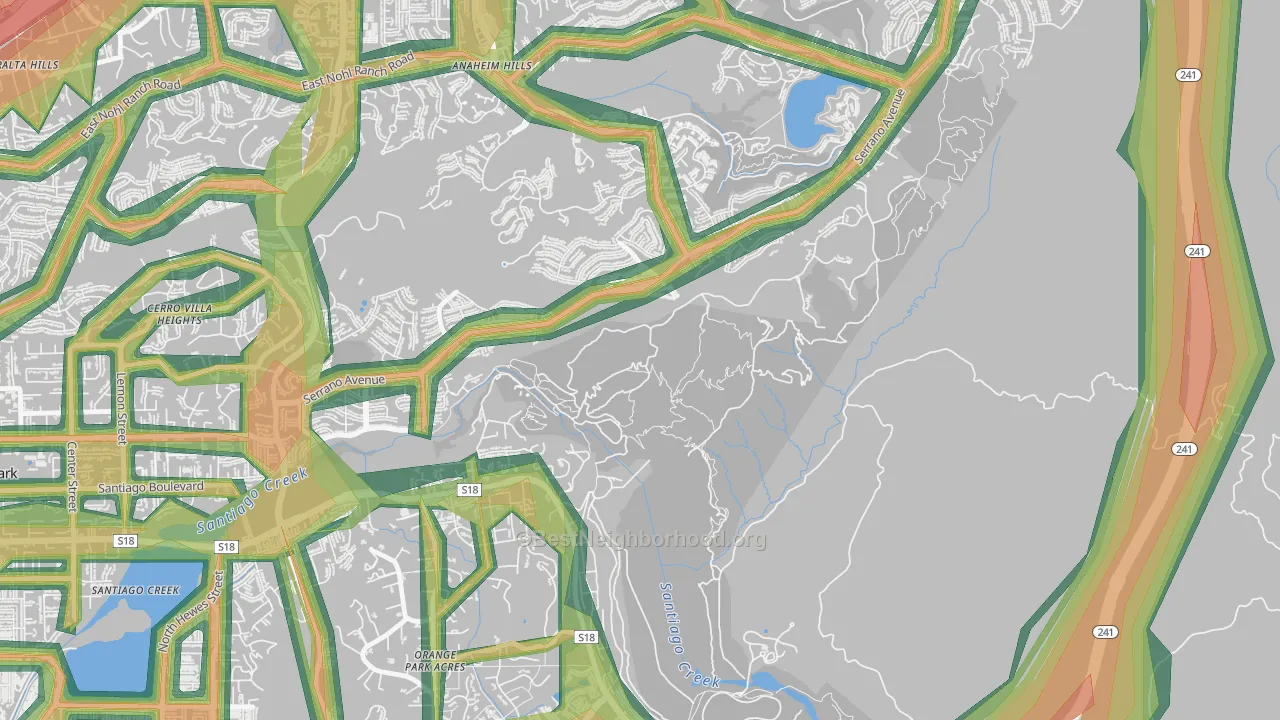 Orange Park Acres, CA Map of Noise Levels in Orange Park Acres