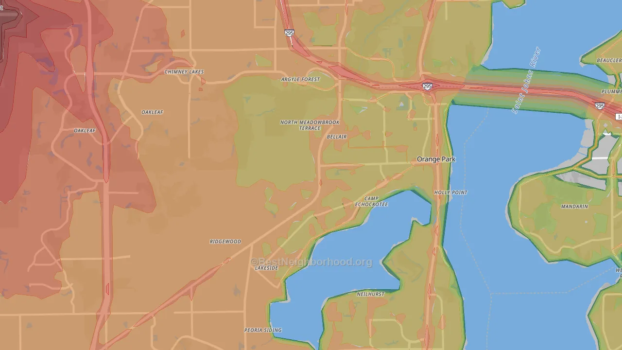 Orange Park, FL Map of Noise Levels in Orange Park