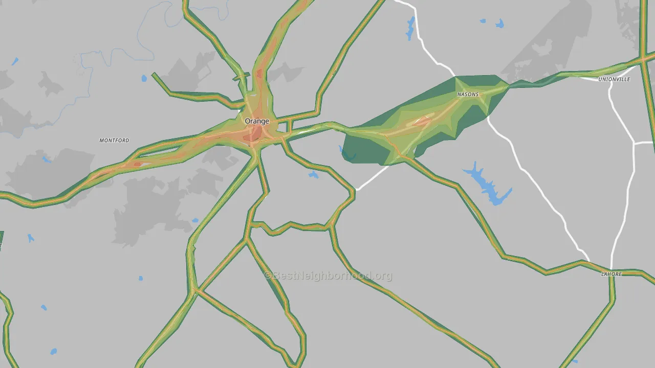 Orange, VA Map of Noise Levels in Orange