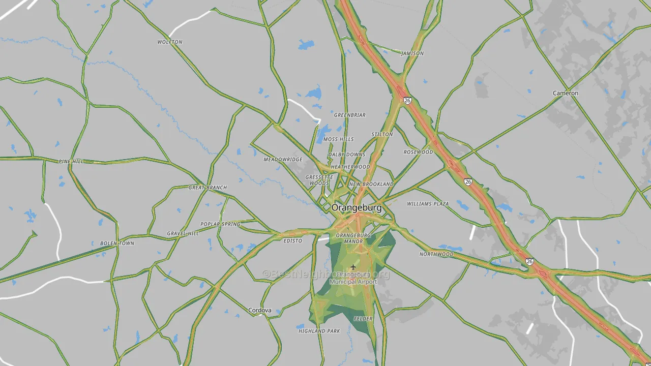 Orangeburg, SC Map of Noise Levels in Orangeburg
