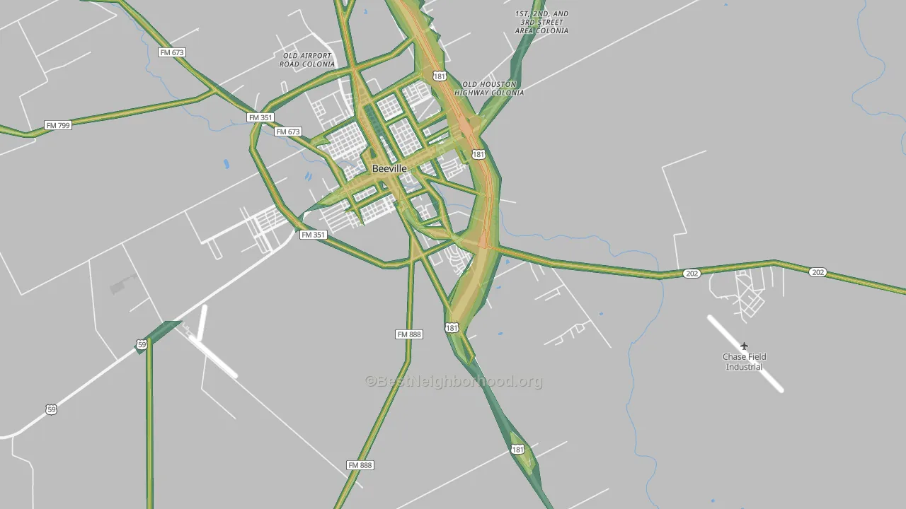 Orangedale, TX Map of Noise Levels in Orangedale
