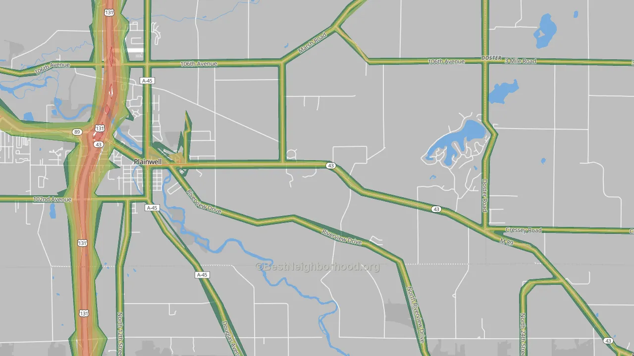 Orangeville, MI Map of Noise Levels in Orangeville