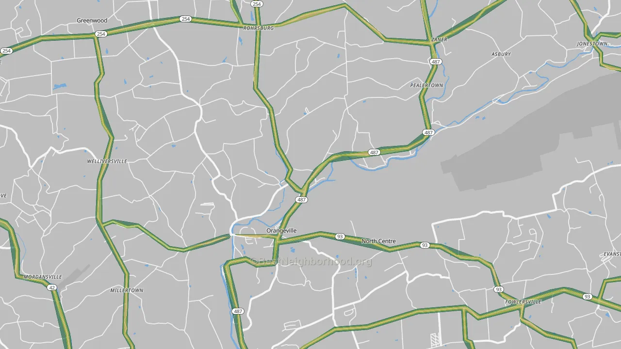 Orangeville, PA Map of Noise Levels in Orangeville
