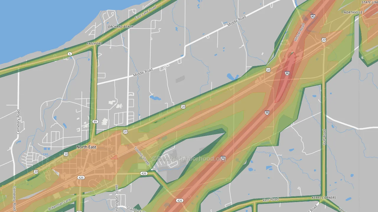 Orchard Beach, PA Map of Noise Levels in Orchard Beach