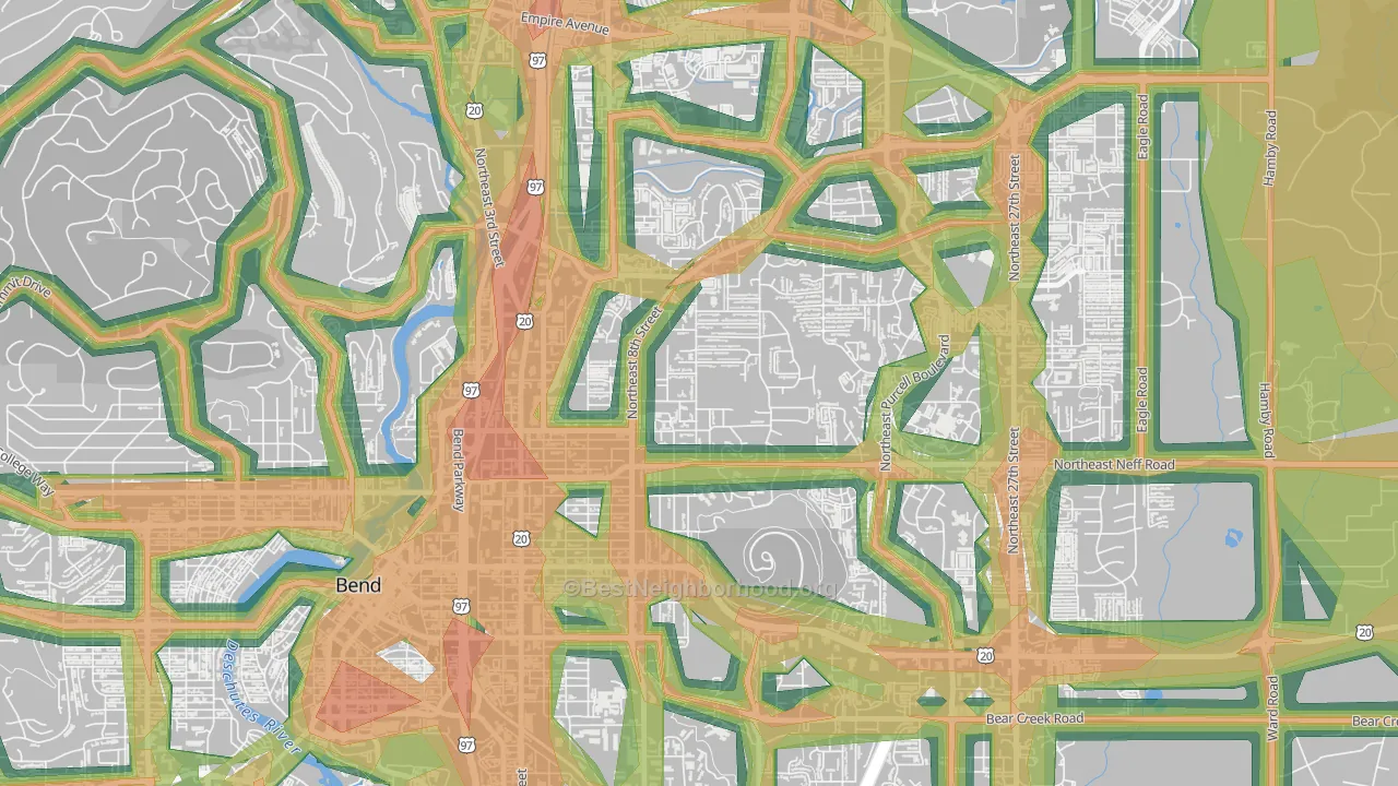 Orchard District, Bend, OR Map of Noise Levels in Orchard District
