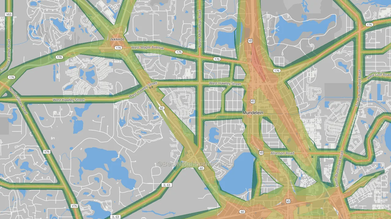 Orchard Meadows, Mundelein, IL Map of Noise Levels in Orchard Meadows