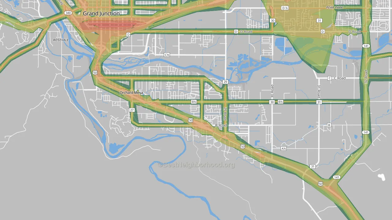 Orchard Mesa, CO Map of Noise Levels in Orchard Mesa