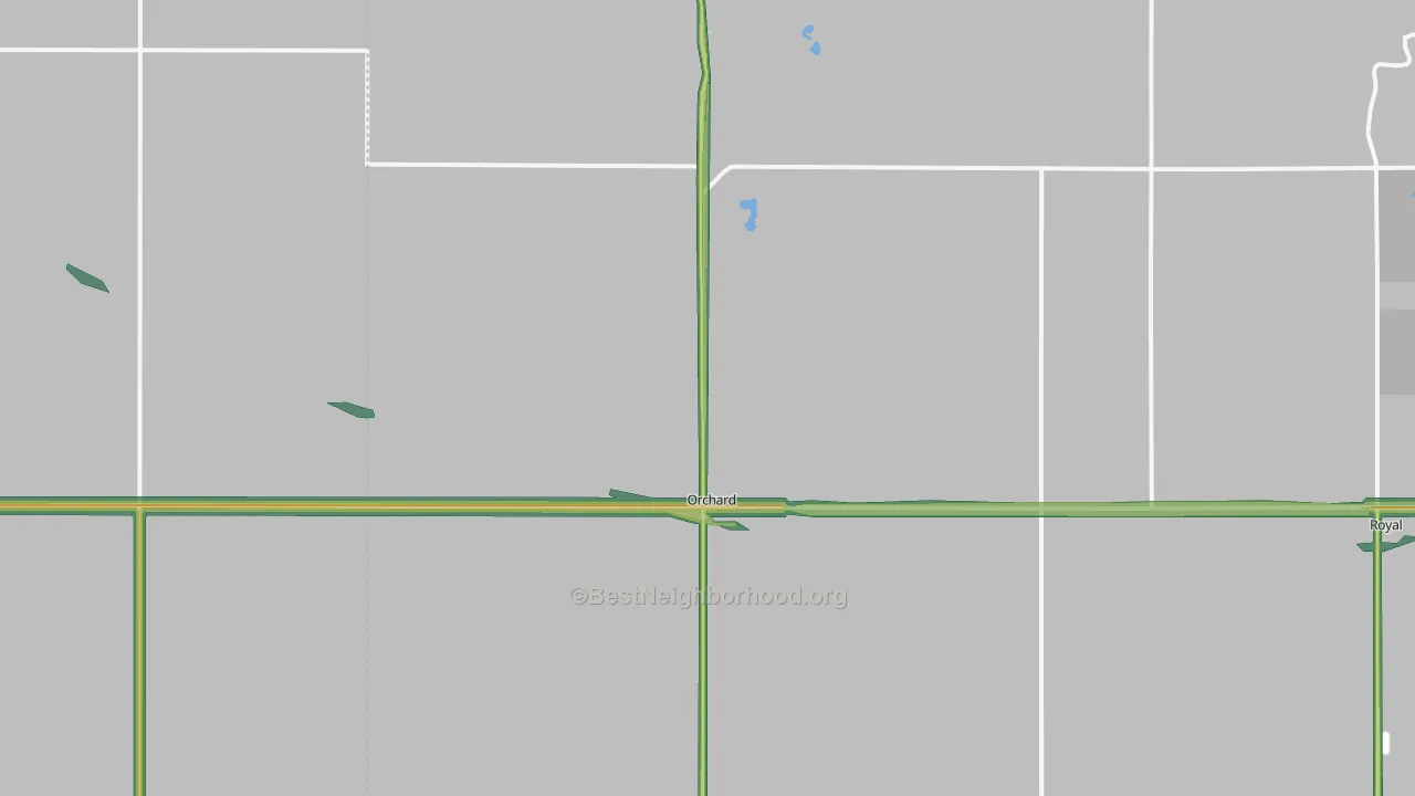 Orchard, NE Map of Noise Levels in Orchard