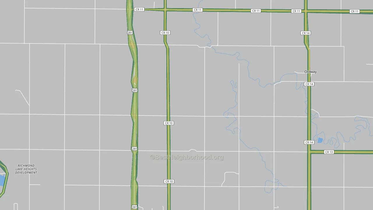 Ordway, SD Map of Noise Levels in Ordway