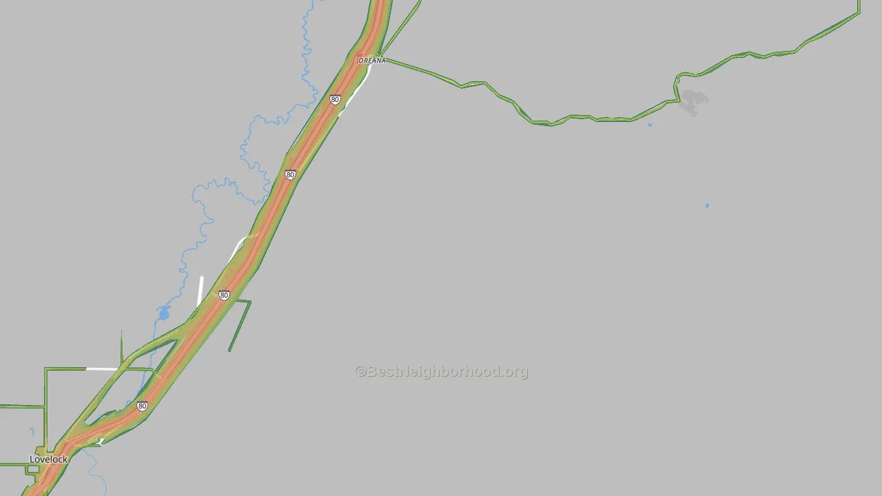 Oreana, NV Map of Noise Levels in Oreana