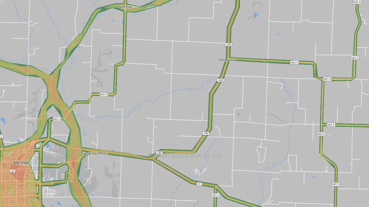 Orearville, MO Map of Noise Levels in Orearville