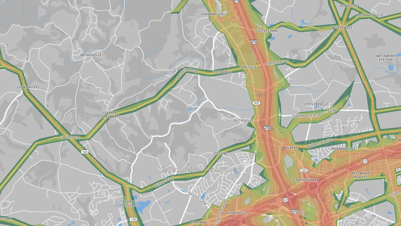 Orefield, PA Map of Noise Levels in Orefield