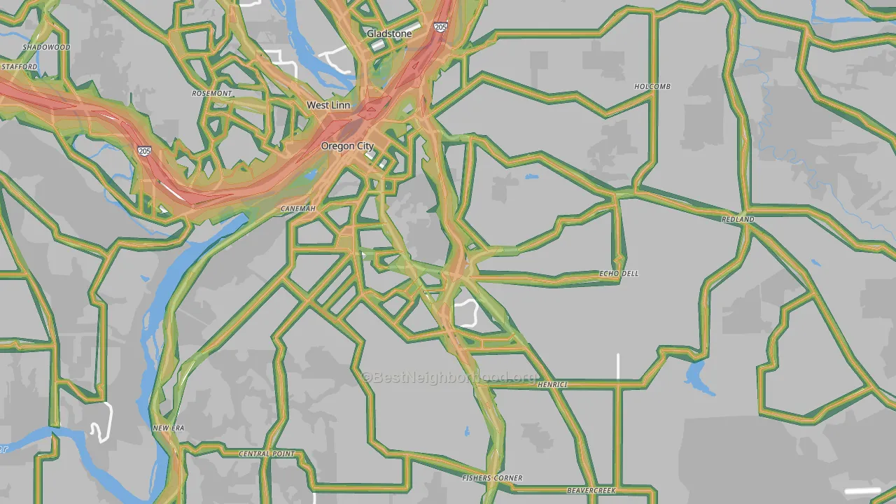 Oregon City, OR Map of Noise Levels in Oregon City