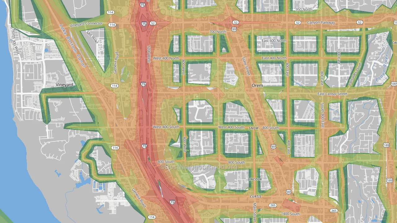 Orem North, Orem, UT Map of Noise Levels in Orem North