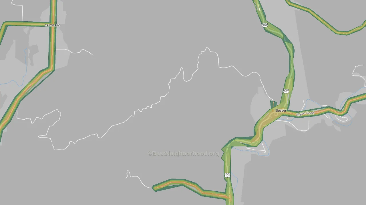 Oretown, OR Map of Noise Levels in Oretown