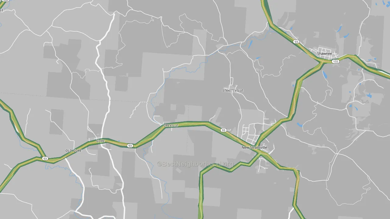 Oreville, OH Map of Noise Levels in Oreville