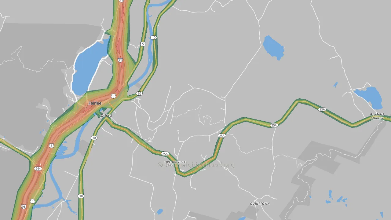 Orford, NH Map of Noise Levels in Orford