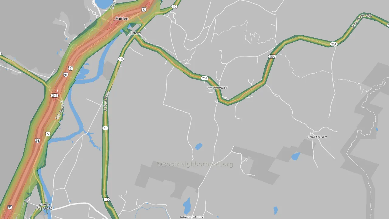 Orfordville, NH Map of Noise Levels in Orfordville