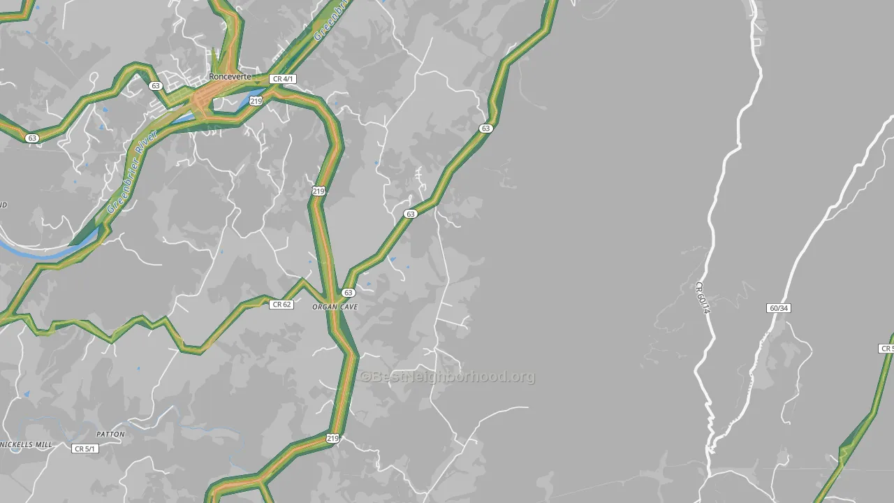 Organ Cave, WV Map of Noise Levels in Organ Cave
