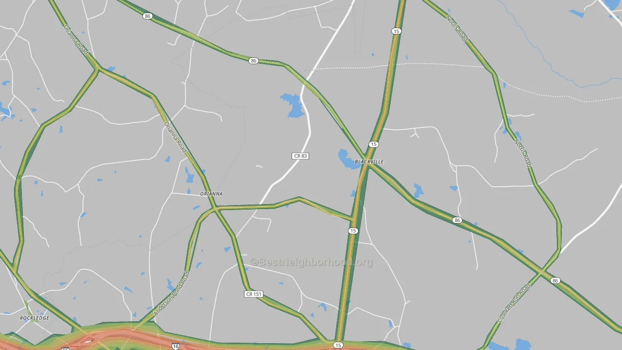 Orianna, GA Map of Noise Levels in Orianna