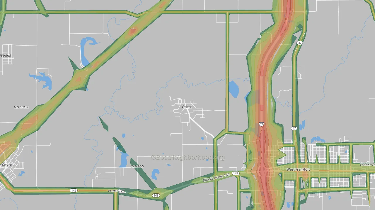 Orient, IL Map of Noise Levels in Orient