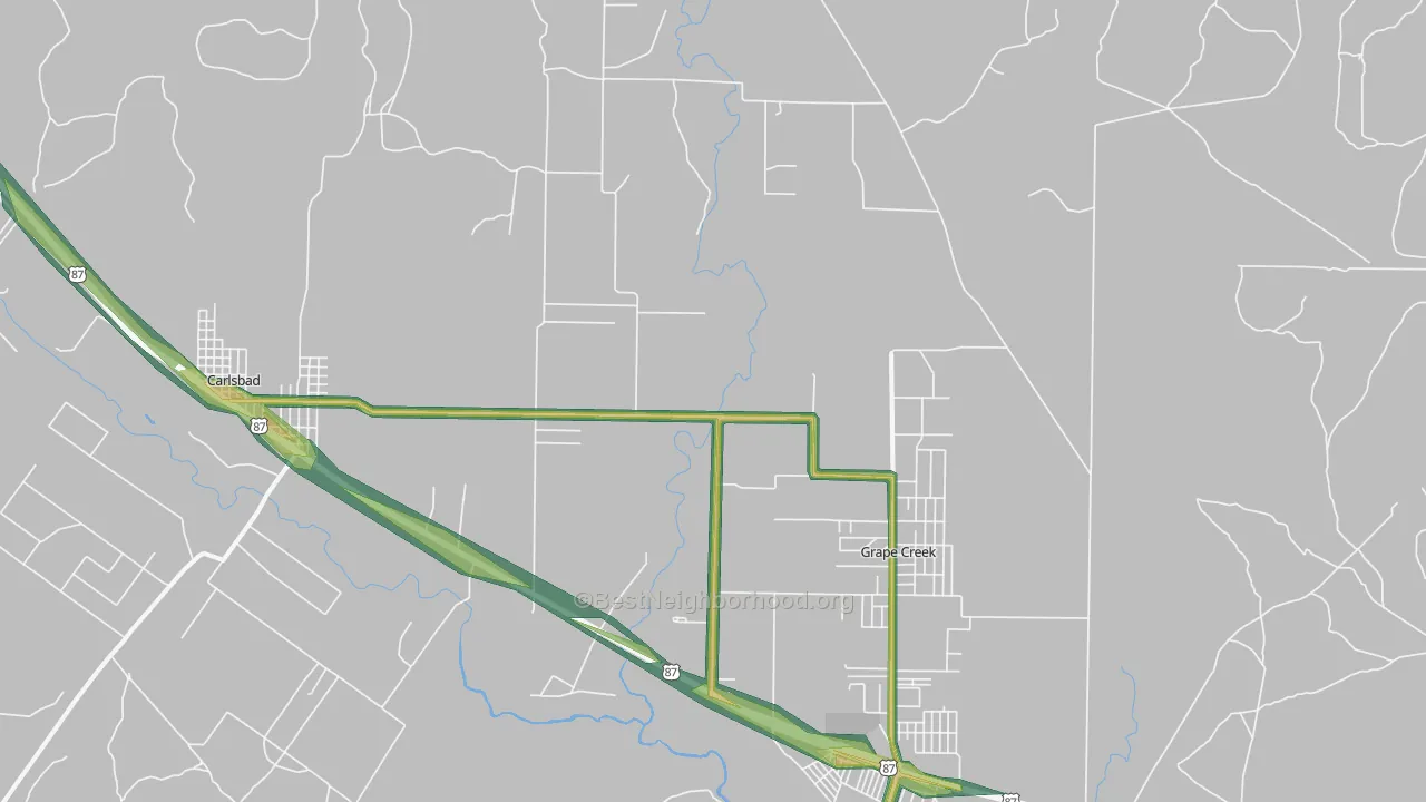 Orient, TX Map of Noise Levels in Orient
