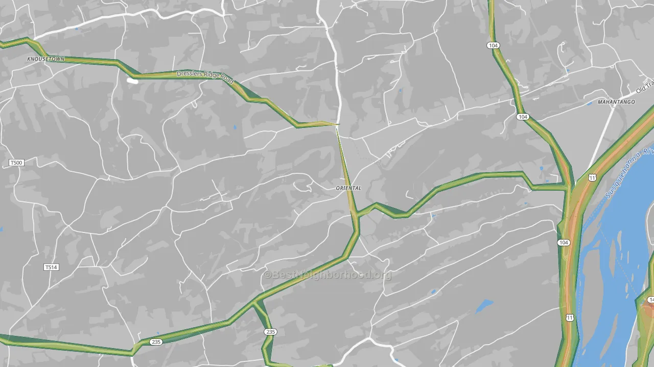 Oriental, PA Map of Noise Levels in Oriental