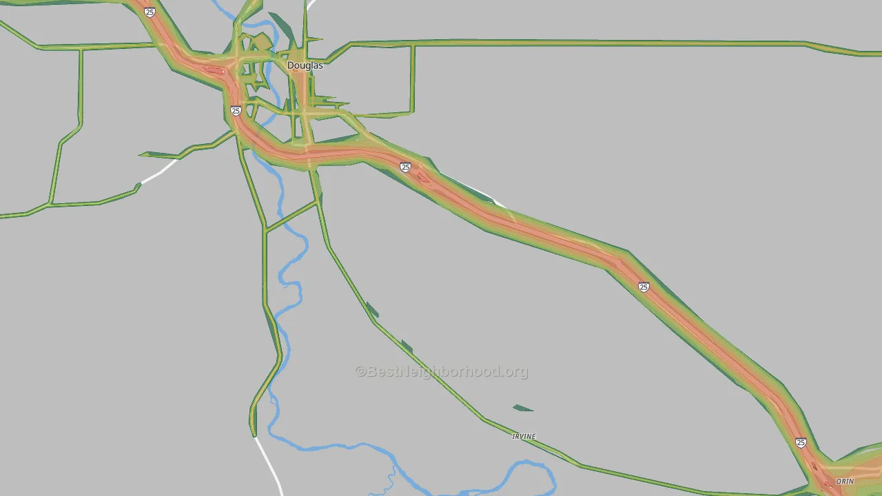 Orin, WY Map of Noise Levels in Orin