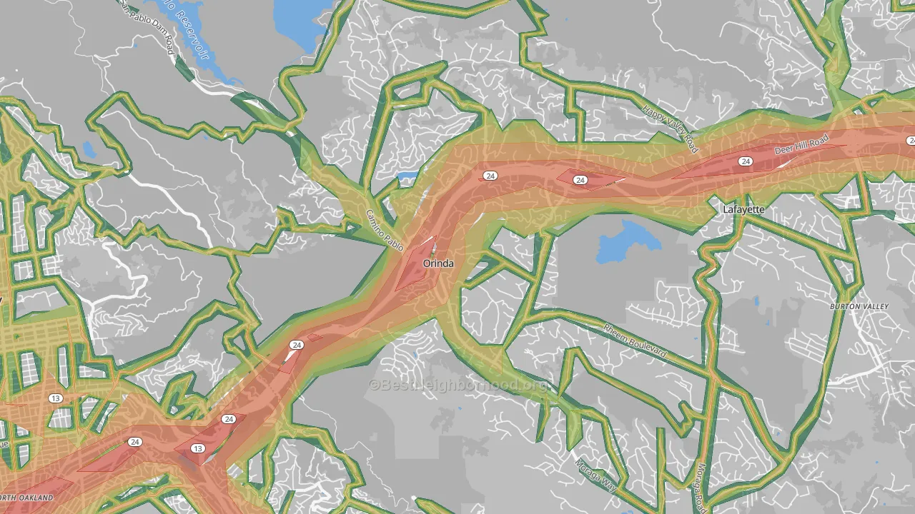 Orinda, CA Map of Noise Levels in Orinda