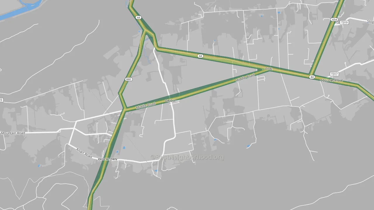 Oriole, PA Map of Noise Levels in Oriole