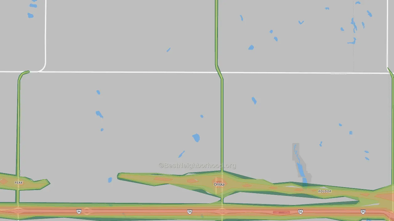 Oriska, ND Map of Noise Levels in Oriska