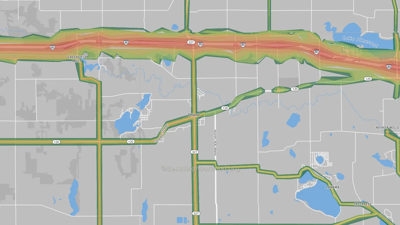 Orland, IN Map of Noise Levels in Orland