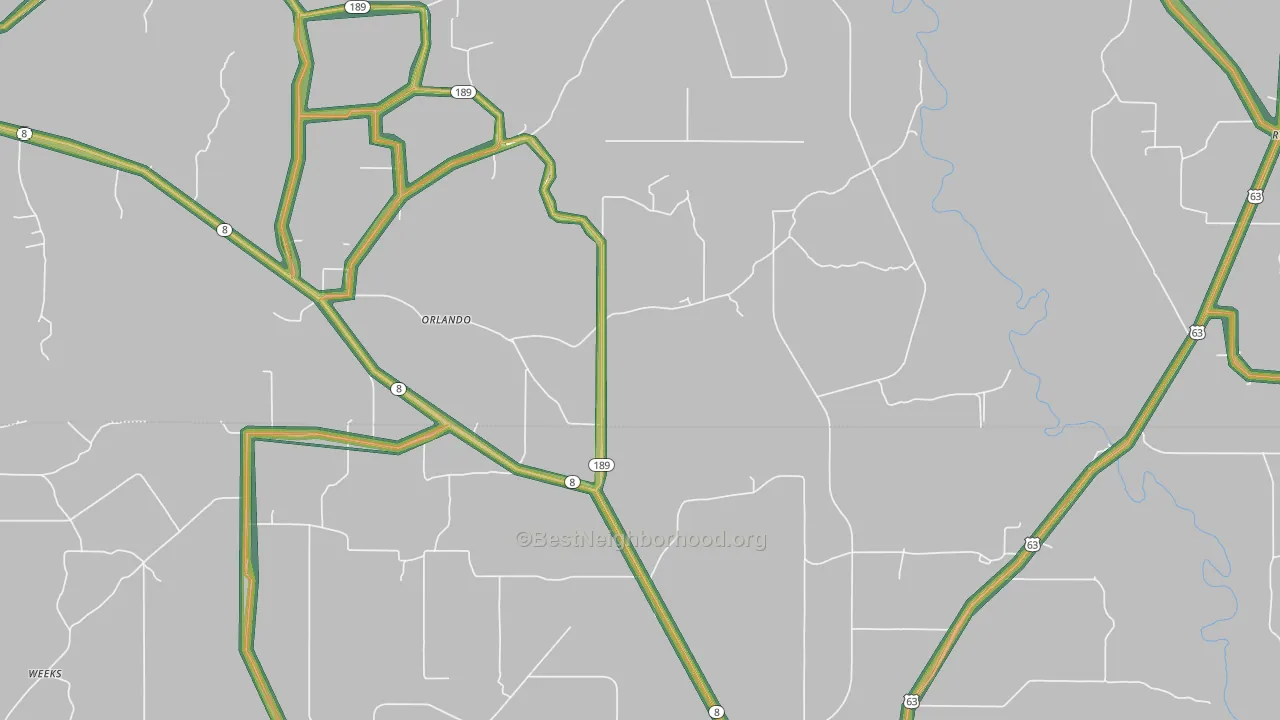 Orlando, AR Map of Noise Levels in Orlando
