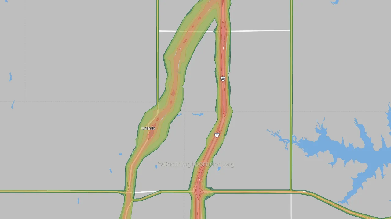 Orlando, OK Map of Noise Levels in Orlando