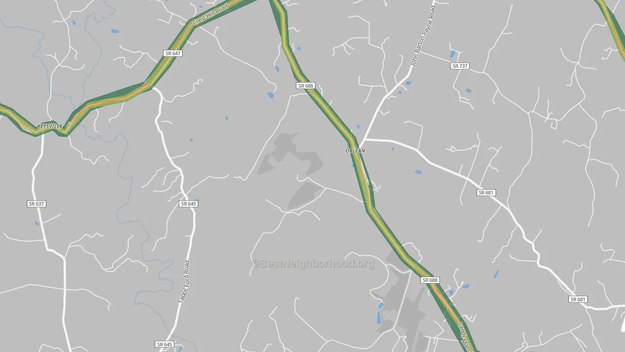 Orlean, VA Map of Noise Levels in Orlean