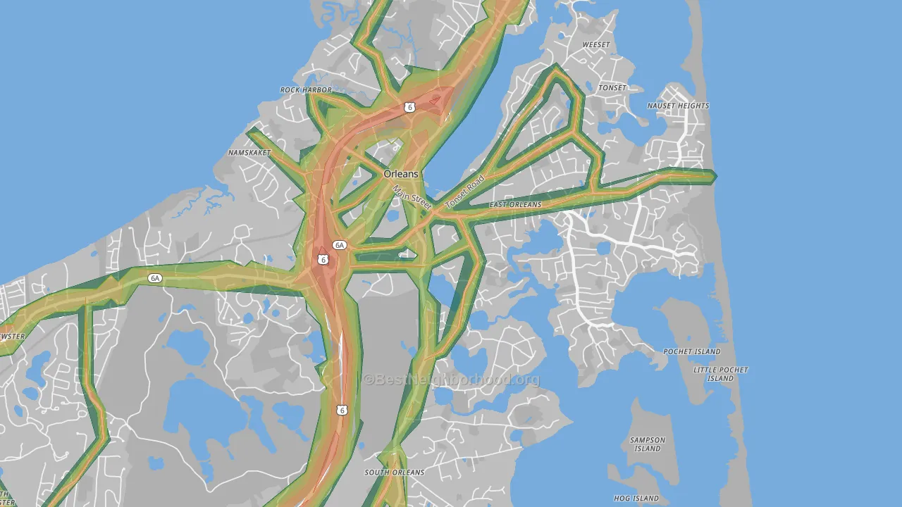 Orleans, MA Map of Noise Levels in Orleans