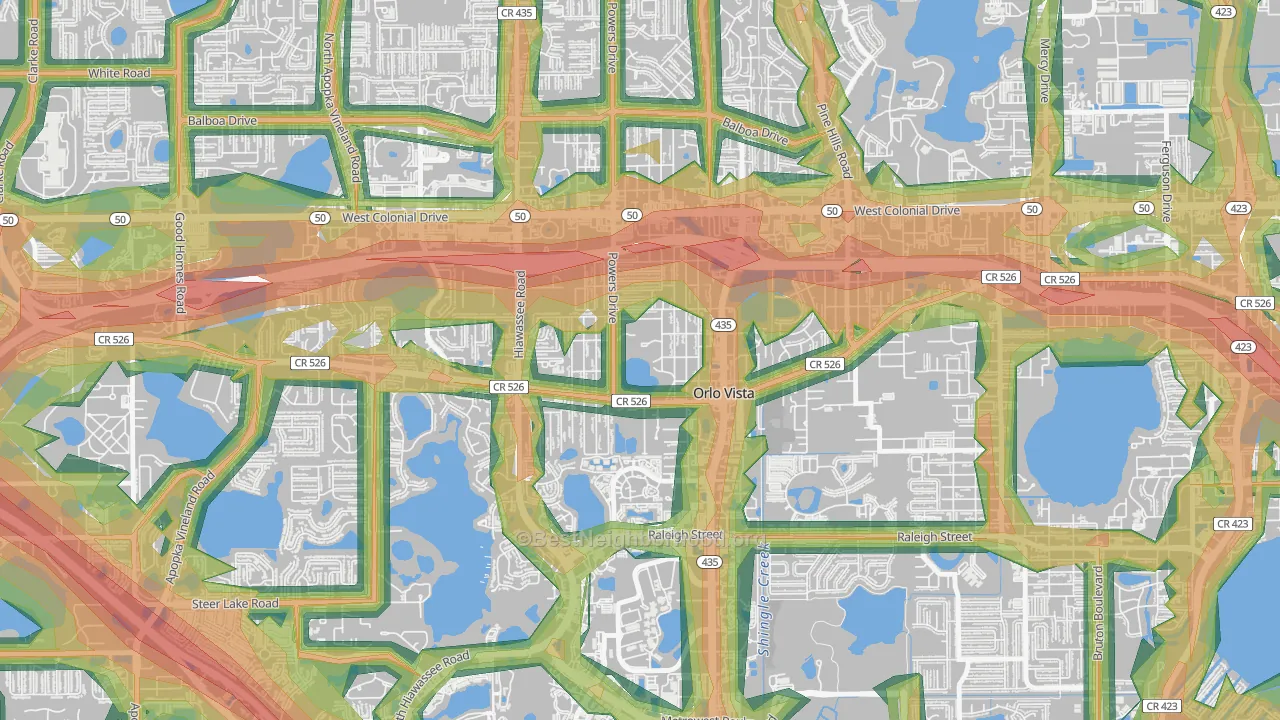 Orlovista, FL Map of Noise Levels in Orlovista