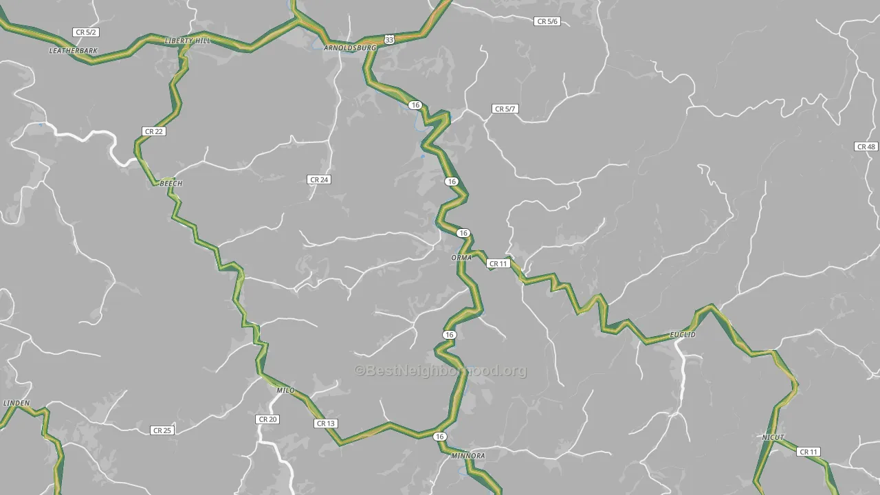 Orma, WV Map of Noise Levels in Orma
