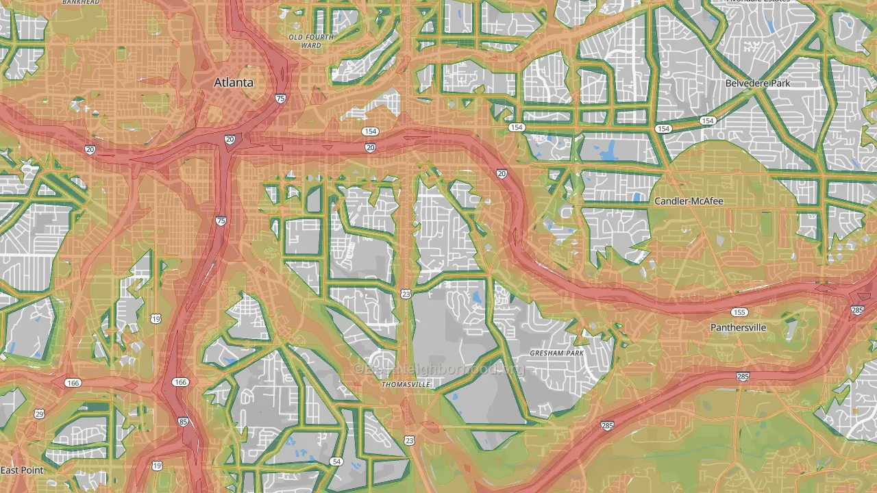 Ormewood Park-East Atlanta, Atlanta, GA Map of Noise Levels in Ormewood Park-East Atlanta