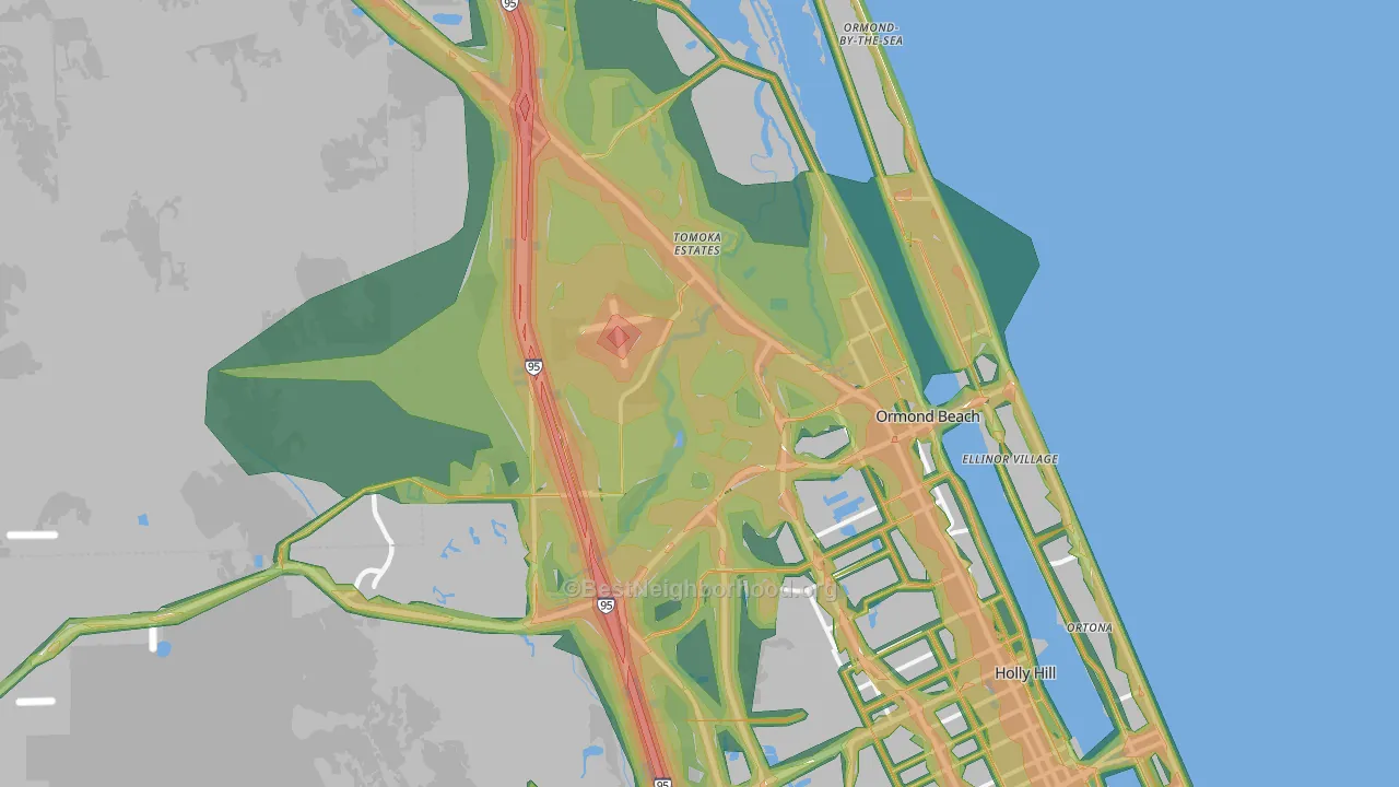 Ormond Beach, FL Map of Noise Levels in Ormond Beach