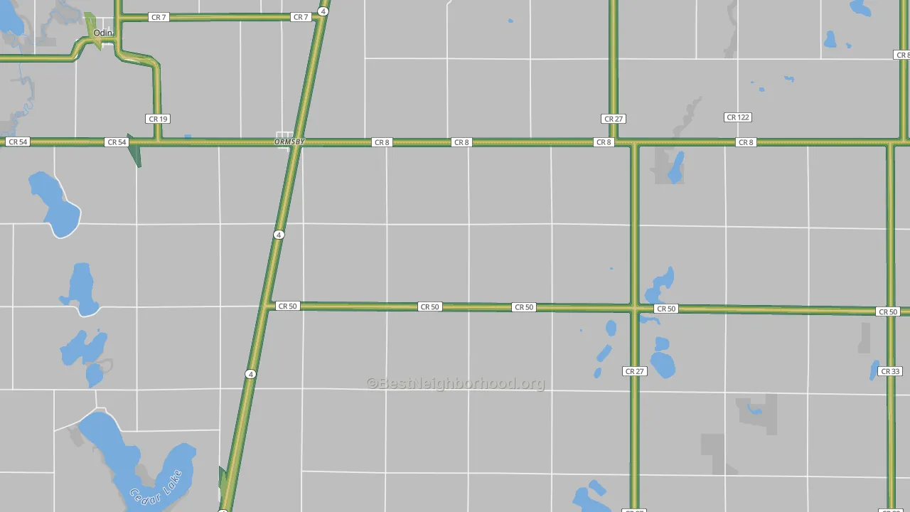 Ormsby, MN Map of Noise Levels in Ormsby