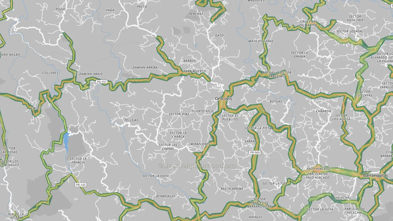 Orocovis Municipio, PR Map of Noise Levels in Orocovis Municipio