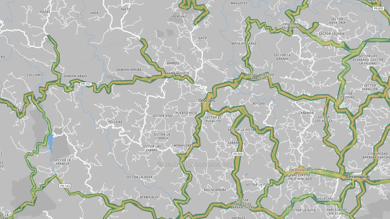 Orocovis, PR Map of Noise Levels in Orocovis