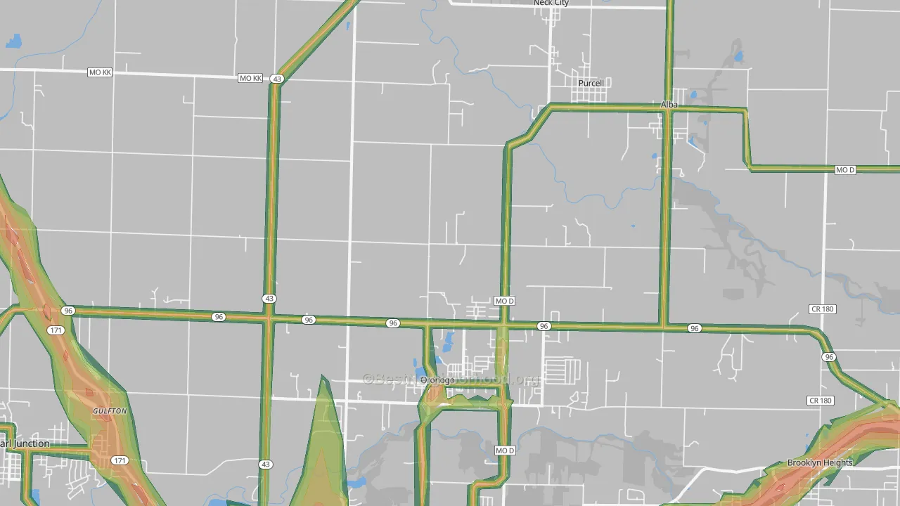 Oronogo, MO Map of Noise Levels in Oronogo