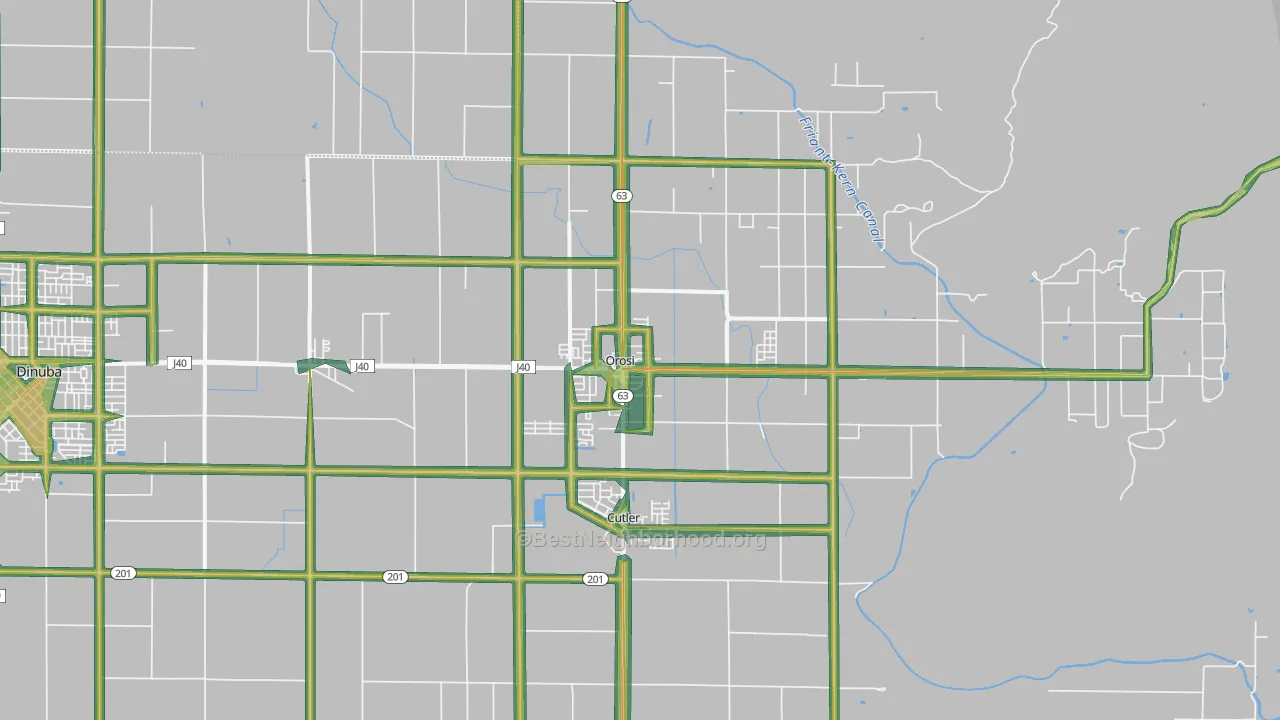 Orosi, CA Map of Noise Levels in Orosi