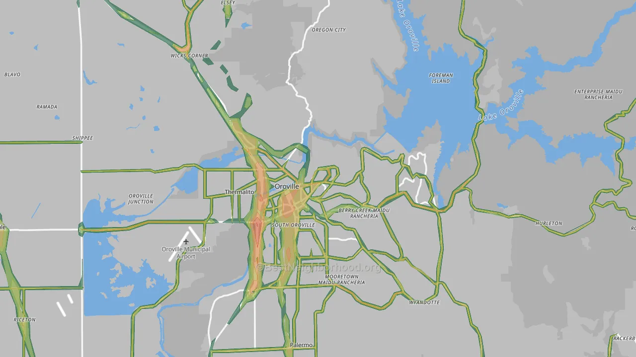 Oroville, CA Map of Noise Levels in Oroville