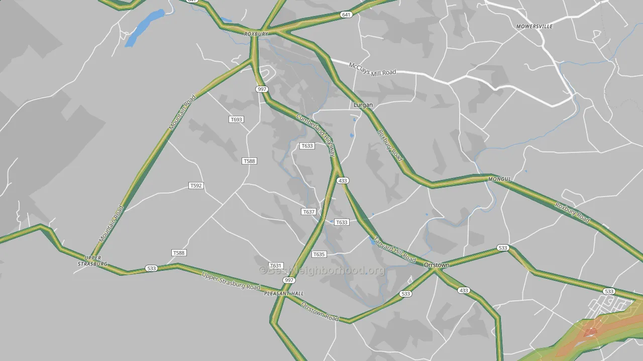 Orrstown, PA Map of Noise Levels in Orrstown